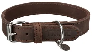 Kožený obojok RUSTIC - tmavo-hnedá M: 37-44cm/25mm